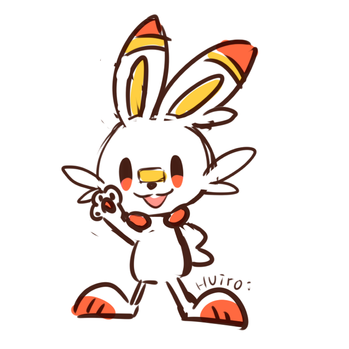 artist_name creatures_(company) game_freak gen_8_pokemon hand_on_hip huiro nintendo no_humans pokemon pokemon_(creature) scorbunny simple_background sketch solo white_background