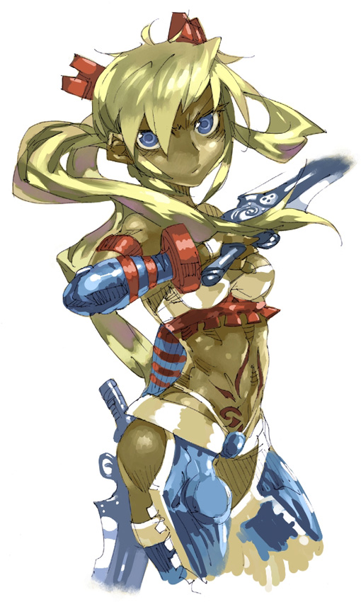 ayumi ayumi_(x-blades) blonde_hair midriff sword weapon x-blades