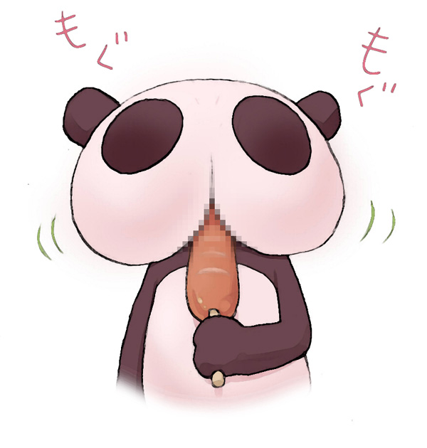 bad_pixiv_id censored eating nakashima_(middle_earth) no_humans original panda sexually_suggestive shiri_panda