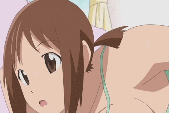 animated animated_gif bad_aspect_ratio bouncing_breasts breasts brown_eyes brown_hair camisole cleavage collarbone exercise hinako_(issho_ni_training) issho_ni_training large_breasts open_mouth screencap short_hair sweat