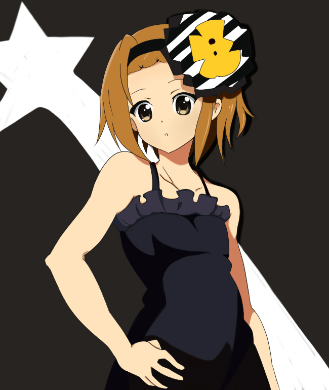 :o brown_eyes brown_hair camisole don't_say_"lazy" dress flower frills hair_flower hair_ornament hairband k-on! miracle short_hair solo tainaka_ritsu tomboy