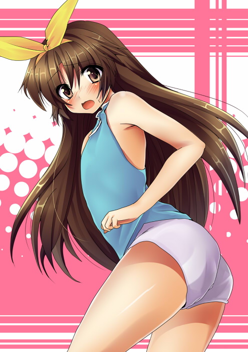 bad_id bad_pixiv_id blush brown_eyes brown_hair crossdressing little_busters! long_hair male_focus masayu naoe_riki otoko_no_ko solo