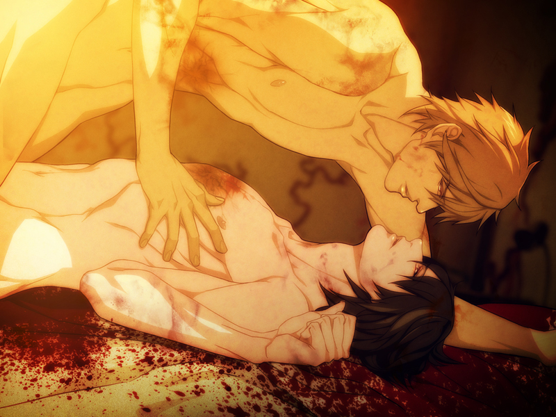 2boys blood color game_cg guro male male_focus multiple_boys nude sakiyama_youji sex shironuma_tetsuo sweet_pool texture yaoi