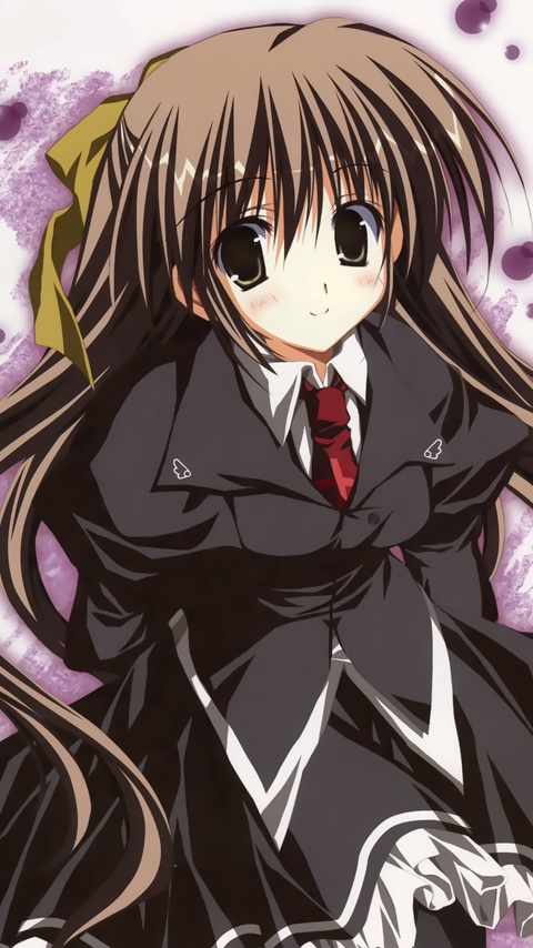 brown_hair cross hair_ribbon korie_riko long_hair misakura_rin necktie ribbon sakura_no_uta smile