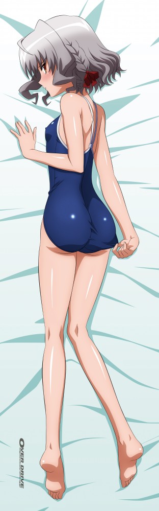 ass breasts clothed long_image small_breasts sugimura_tomokazu swimsuit tall_image the_bed