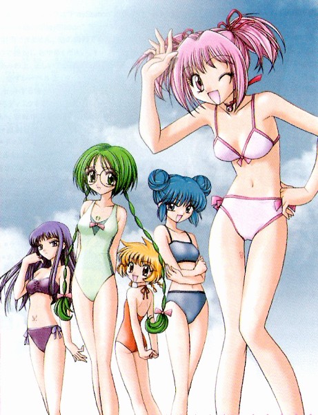 aizawa_mint beach day fong_pudding fujiwara_zakuro midorikawa_lettuce momomiya_ichigo multiple_girls swimsuit tokyo_mew_mew