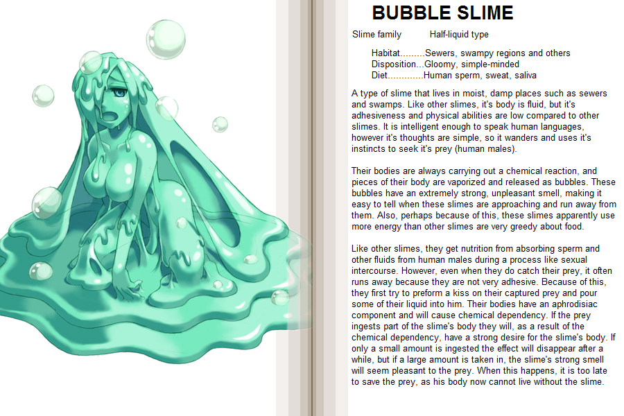 bubble bubble_slime_(monster_girl_encyclopedia) character_profile english hard_translated kenkou_cross monster_girl monster_girl_encyclopedia official_art slime translated