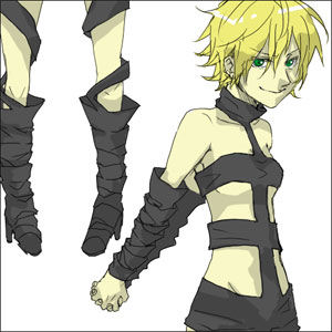 1girl blonde_hair cain galerians genderswap looking_at_viewer lowres simple_background solo white_background
