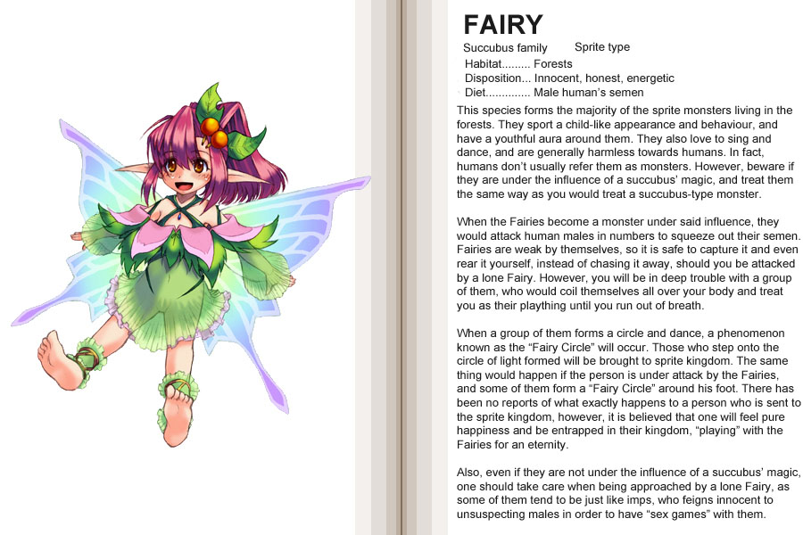 barefoot character_profile english fairy fairy_(monster_girl_encyclopedia) feet hard_translated kenkou_cross monster_girl monster_girl_encyclopedia official_art pointy_ears translated wings