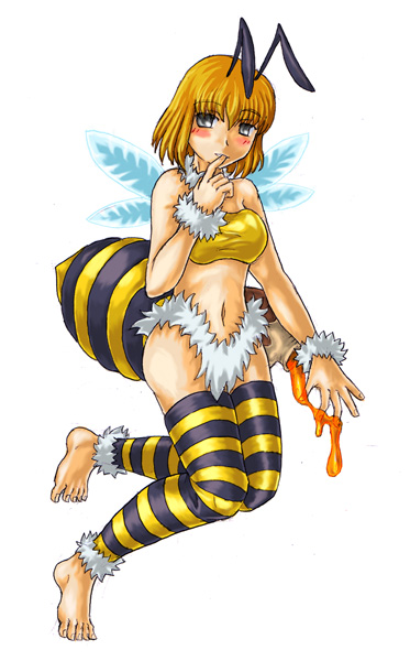 barefoot bee bee_girl bug honeybee insect insect_girl kenkou_cross kenkou_kurosu mamono_girl_lover monster_girl monster_girl_encyclopedia wings