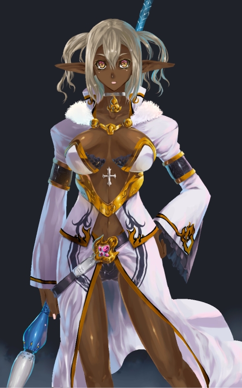 aguy copyright_request dark_elf dark_skin elf pointy_ears solo staff