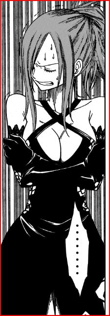 1girl breasts cleavage dress erza_scarlet fairy_tail greyscale large_breasts mashima_hiro monochrome solo sweat