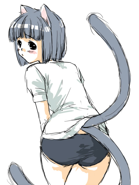 animal_ears artist_request buruma cat_ears copyright_request sketch solo tail