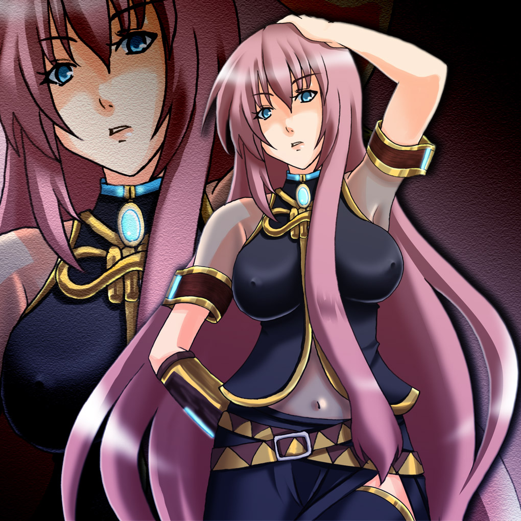 ayase bad_id bad_pixiv_id blue_eyes breasts covered_nipples large_breasts long_hair megurine_luka pink_hair solo thighhighs vocaloid