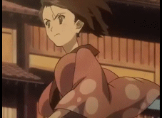 animated animated_gif bouncing_breasts breasts brown_eyes brown_hair fuu japanese_clothes kimono large_breasts lowres running samurai_champloo