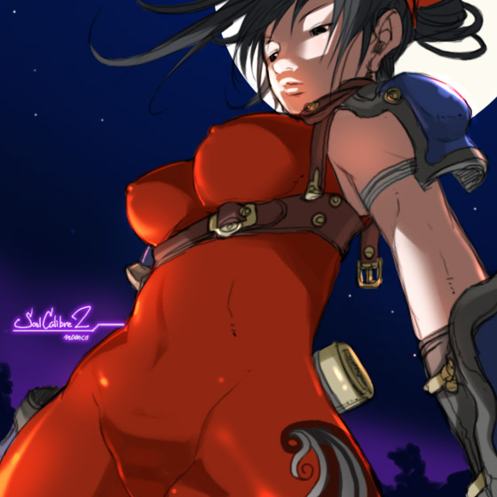 black_hair bodysuit breasts covered_nipples falcoon large_breasts ponytail solo soulcalibur taki_(soulcalibur)