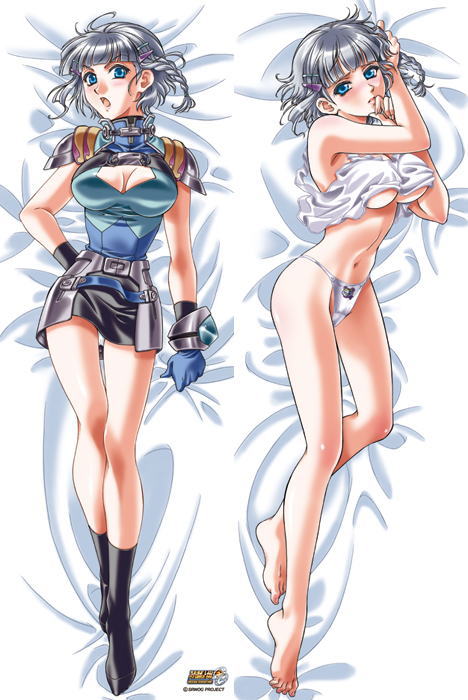 animal_print armor armpits bangs barefoot bear_panties bear_print bed bed_sheet belt black_legwear blue_eyes blunt_bangs blush body_blush boots bracelet braid breasts cleavage cleavage_cutout covering dakimakura feet finger_to_mouth from_above gloves hair_ornament hairclip head_tilt jewelry knee_boots kouno_sachiko large_breasts legs lips long_legs looking_at_viewer lying midriff miniskirt mouth_hold multiple_views navel no_bra no_pants official_art on_back on_side open_clothes open_mouth panties pantyshot pantyshot_(lying) print_panties seolla_schweizer sheet_grab shirt shirt_lift short_hair side_braid single_braid skirt super_robot_wars tank_top taut_clothes taut_shirt thigh_gap turtleneck underboob underwear upskirt white_panties