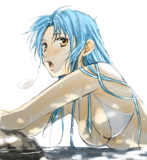bikini blue_hair breasts chidori_kaname cleavage full_metal_panic! ichijou_tenko large_breasts solo swimsuit water wet