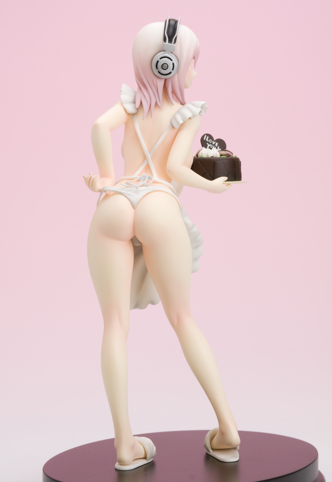 apron ass breasts cake cute ecchi feet figure food headphones legs naked_apron nipple_slip nipples nitroplus sideboob sonico soniko super_sonico sweat