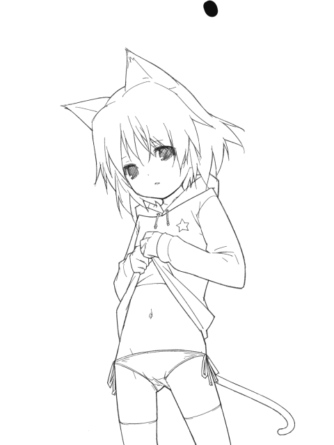 1girl greyscale monochrome panties sanya_v_litvyak shirt_lift side-tie_panties solo strike_witches underwear work_in_progress world_witches_series