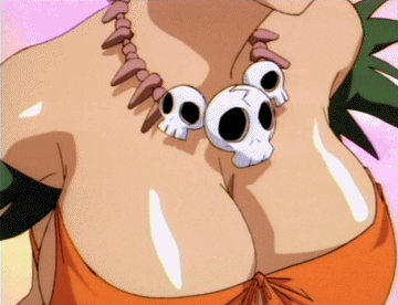 animated animated_gif bouncing_breasts breasts huge_breasts jewelry jungle_de_ikou lowres mii_(jungle_de_ikou) necklace solo