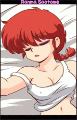animated animated_gif breasts cleavage covered_nipples kj_(k777) large_breasts lowres ranma_1/2 red_hair saotome_ranma sleeping solo tank_top