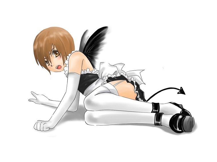 crossdress crossdressing death_note elbow_gloves gloves maid tail thighhighs trap wings yagami_light