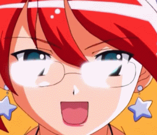 animated animated_gif bouncing_breasts breasts glasses green_eyes hat huge_breasts lipstick long_hair lowres magical_teacher_komachi makeup nurse_witch_komugi-chan red_hair screencap solo