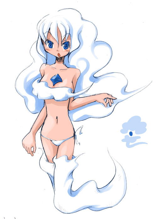 bikini blue_eyes cloud hyuujii masha meteos personification side-tie_bikini solo swimsuit white_hair