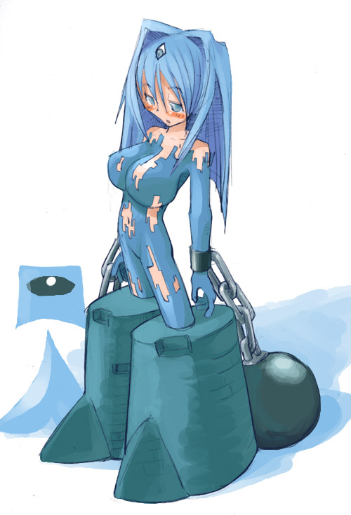 blue_eyes blue_hair blush breasts chain freezam large_breasts masha meteos personification solo