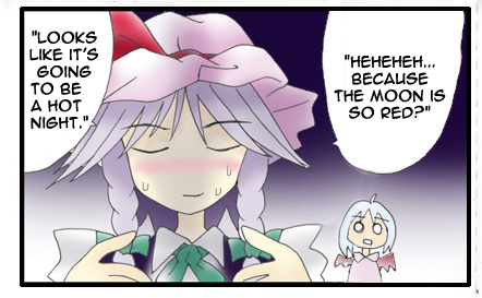 blue_eyes blue_hair comic hard_translated hat izayoi_sakuya lowres morogami_ryou multiple_girls remilia_scarlet short_hair touhou translated