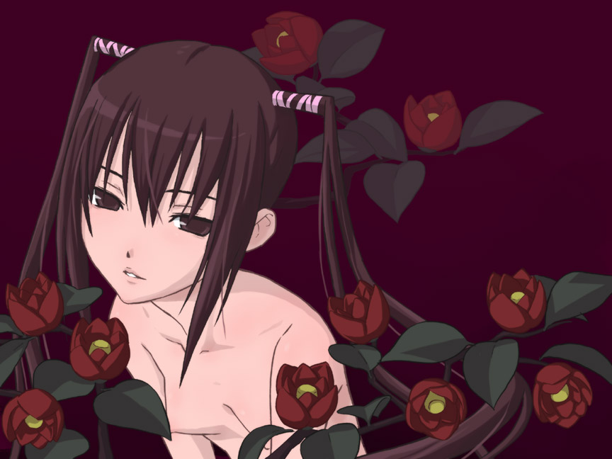 camellia copyright_request flower nude shimano_natsume solo