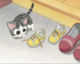 animated animated_gif cat chi's_sweet_home chi_(character) lowres no_humans shoes