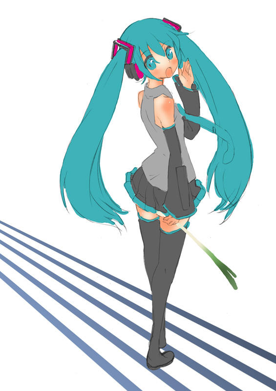 aqua_hair hatsune_miku long_hair nagy solo spring_onion thighhighs twintails very_long_hair vocaloid zettai_ryouiki