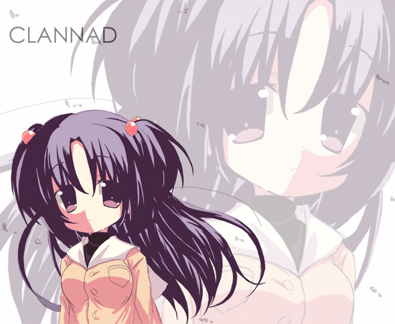 arms_at_sides bangs black_sweater breasts buttons clannad expressionless eyebrows_visible_through_hair hair_bobbles hair_ornament hikarizaka_private_high_school_uniform ichinose_kotomi jacket long_hair looking_at_viewer medium_breasts omiso_(omiso) orange_jacket parted_bangs parted_lips purple_eyes purple_hair reflective_eyes school_uniform solo soma_peries sweater turtleneck turtleneck_sweater two_side_up upper_body white_background zoom_layer