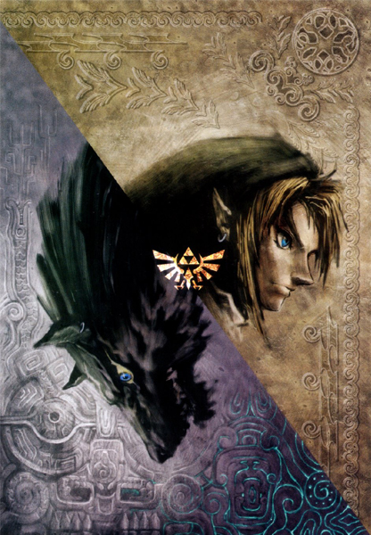 artist_request blonde_hair blue_eyes dual_persona earrings jewelry link link_(wolf) male_focus official_art pointy_ears the_legend_of_zelda the_legend_of_zelda:_twilight_princess wolf