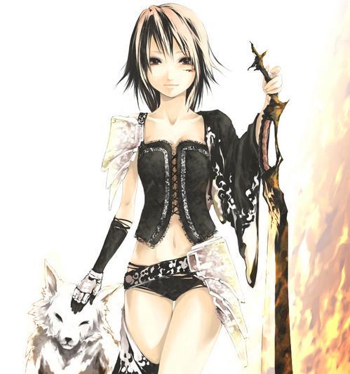 animal artist_request belt copyright_request corset duplicate gloves midriff navel pet scar solo wolf