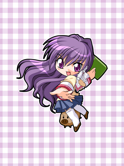boar botan_(clannad) clannad fujibayashi_kyou purple_hair solo thighhighs watsuki_ayamo