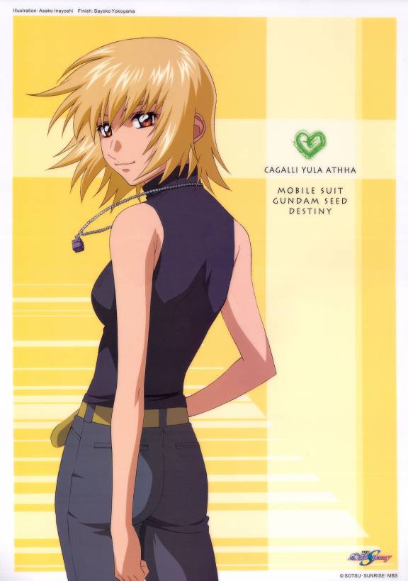 artist_request bare_shoulders blonde_hair cagalli_yula_athha gundam gundam_seed gundam_seed_destiny sleeveless sleeveless_turtleneck solo turtleneck