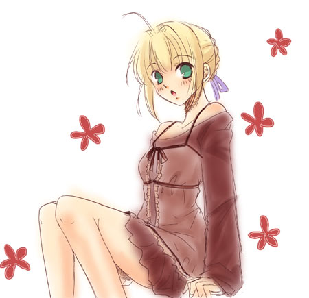 artoria_pendragon_(all) blonde_hair casual fate/stay_night fate_(series) green_eyes lowres saber sinko solo