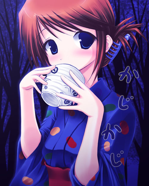 blue_kimono folded_ponytail japanese_clothes kimono komaki_manaka solo to_heart_2 yukata yuku_(kiollion)