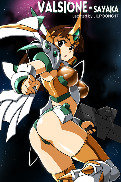 armor ass breasts cosplay covered_nipples jilpoong17 large_breasts mecha mecha_musume solo super_robot_wars super_robot_wars_original_generation super_robot_wars_the_lord_of_elemental thighhighs valsione yumi_sayaka
