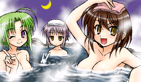 breasts crossover flat_chest large_breasts multiple_girls nagato_yuki onsen peter_(gvb) shigure_asa shuffle! suzumiya_haruhi suzumiya_haruhi_no_yuuutsu