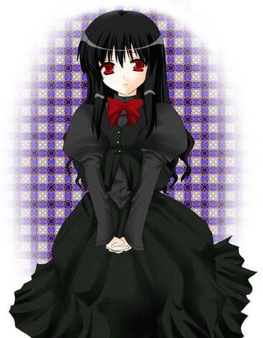 altrouge_brunestud artist_request bangs black_hair lowres red_eyes solo tsukihime