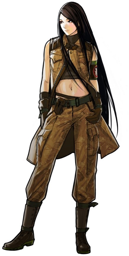 advance_wars advance_wars:_days_of_ruin armband bangs belt black_hair black_sweater blush boots brown_gloves brown_pants camouflage closed_mouth contrapposto crop_top full_body gloves hiroaki_(kof) lin_(advance_wars) long_hair looking_away looking_to_the_side midriff military navel official_art pants partially_unbuttoned pocket simple_background sleeveless solo standing straight_hair sweater swept_bangs thumbs_in_pockets turtleneck turtleneck_sweater uniform very_long_hair white_background