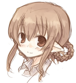 7010 braid brown_eyes brown_hair copyright_request lowres pointy_ears short_hair solo
