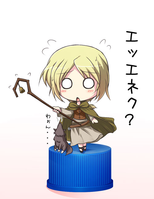 chibi enekk nora_arento pixiv_bottlecap shepherd shepherd's_crook spice_and_wolf staff tekehiro