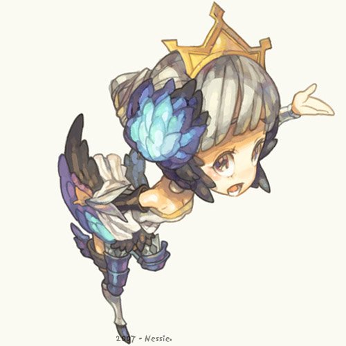 2007 armor armored_dress bad_id bad_pixiv_id chibi dress gwendolyn lowres nessie_(kska) odin_sphere solo strapless strapless_dress white_background