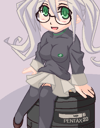 artist_request chibi copyright_request glasses lowres oekaki solo thighhighs white_hair