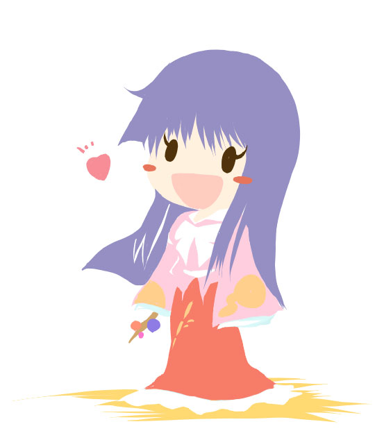 :d artist_request blush_stickers branch chibi heart houraisan_kaguya jeweled_branch_of_hourai long_hair open_mouth purple_hair skirt sleeves_past_wrists smile solo touhou wide_sleeves